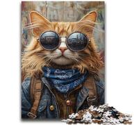 Cowboy Cat 1000 Piece Jigsaw Puzzle for Adults Teens,Challenging Game Gifts for Is Ideal As A Gift for The Whole Family (50x75cm)