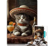 Cowboy Cat 1000 Piece Jigsaw Puzzles for Teenagers,Toys Educational Games Stress Relieving Suitable for Desktop Decoration (75x50cm)