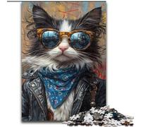 Cowboy Cat 1000 Pieces Jigsaw Puzzles for Adults And Teens, Stress Reliever Staycation Kill Time Enhance Love between Couples (50x75cm)