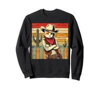 Cowboy Cat Cool Desert Cat With Cactus Retro Vintage Sweatshirt