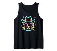 Cowboy Cat Face Round Sunglasses Western Graphic Pink Animal Tank Top