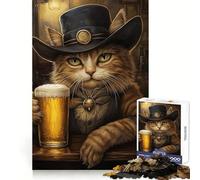 Cowboy Cat in A Saloon 1000 Piece Jigsaw Puzzles- Brain Exercise, Precise Cut, Real Challenge, Wall Display (50x75cm)