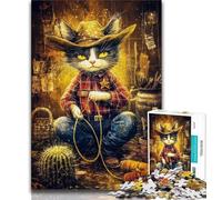 Cowboy Cat Jigsaw Puzzles for Adults 1000 Piece,Stress Reliever Difficult Challenge Deal As Gifts for The Whole Family (38x26cm)