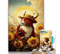 Cowboy Cat JigsawPuzzle 1000 Pieces for Adults,Challenging To Complete But Fun And Humorous with Matching Poster And Trivia Sheet 38x52cm