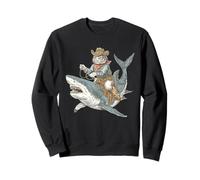 Cowboy Cat Riding Shark Funny Western Cat Rodeo Howdy Sweatshirt