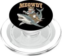 Cowboy Cat Riding Shark Funny Western Meowdy Howdy Cat PopSockets PopGrip for MagSafe