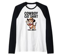 Cowboy Cat Wild West Kitty Cute Hat Raglan Baseball Tee
