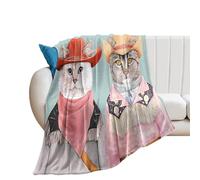 Cowboy Cats Western Funny Colorful Cat In The Hat Throw Blanket Soft Lightweight Gifts for Children,men,women,birthday Gifts 60x80in(150x200cm)
