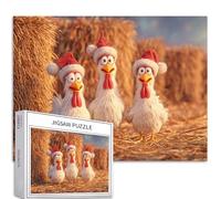 Cowboy Chicken Christmas Dress Up 1000 Piece Jigsaw Puzzles for Adults Cartoon Art Jigsaw Puzzle Challenging Family Activity Games Colorful DIY Craft Puzzle for Home Decor Gifts 27×20 Inches
