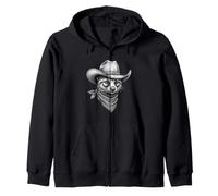 Cowboy Civet Portrait Vintage Western Animal Wild West Zip Hoodie