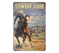 Cowboy Code Vintage Retro Vintage Metal Plaque Sign Old Fashioned Western Cowboy Vintage Movie Poster Signs For Garage Bar Coffee Shop Home 20x30cm