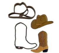 COWBOY COOKIE CUTTERS Wild West Country Cowboy Cowgirl Boot And Rustic Western Rodeo Hat Cookie Cutters Made In America (2 Pack)