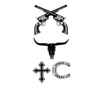 Cowboy core TEMPORARY TATTOO long lasting waterproof bull horn horse shoe cross skull