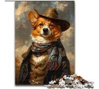 Cowboy Corgi Jigsaws 1000 Pieces for Teenagers, for Age 14+ Home Art Decor Family Games Christmas Birthday Gifts (26x38cm)