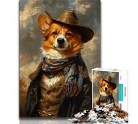 Cowboy Corgi Jigsaws Puzzles 1000 Pieces for Adults Gifts,Challenging Game And Family Play for Is Ideal As A Gift for The Whole Family 38x26cm