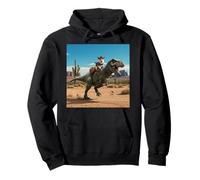 Cowboy Corgi Riding a T-Rex Through the Desert Pullover Hoodie