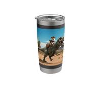 Cowboy Corgi Riding a T-Rex Through The Desert Stainless Steel Insulated Tumbler
