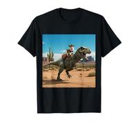 Cowboy Corgi Riding a T-Rex Through the Desert T-Shirt