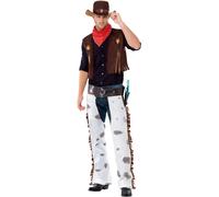 Cowboy Costume Mens Western Wild West Fancy Dress Adults Male Outfit + Hat New