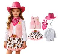 Cowboy Costume for Boys Kids Western Outfit 3 Piece Set Vest Hat Bandana Wild West Role Play World Book Day Halloween Fancy Dress