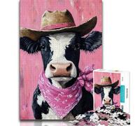 Cowboy Cow 1000 Piece Jigsaw Puzzles for Adults & Teens,Family Game Stress Reliever Difficult Challenge Great Gifts And Toys 50x75cm