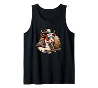 Cowboy Cow Playing Guitar Country Western Farm Vibes Tank Top