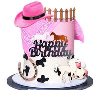 Cowboy Cowgirl Cake Topper Cowboy Western Cake Decorations Cowgirl Hat Birthday Cake Topper Cowgirl Boots Cow Balls Cake Toppers