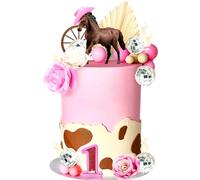 Cowboy Cowgirl Cake Topper Cowboy Western Disco Cake Decorations Cowgirl Birthday Decor Disco Balls Cake Topper for Pink Pony Party Supplies