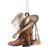 Cowboy Cowgirl Hat Boots Men Women Western Horse Car Ornament Mirror Accessories Christmas Tree Ornament Decoration Key Chain