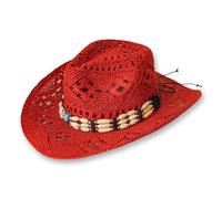 Cowboy/Cowgirl Strohhut Panama mit Western-/Western-Band Unisex Einheitsgröße Herren Damen für Sommer Coachella Strand im brasilianischen Country-Stil Bohemian Indiana Natural Raffia