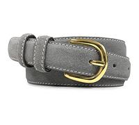 Cowboy Craft Women's Leather Belt Fashion Waist Genuine Suede Leather Belts For Jeans Dress 1"(25mm) Wide, Gray, Medium