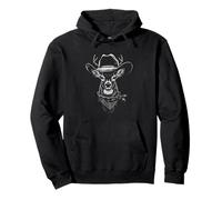 Cowboy Deer Portrait Vintage Western Buck Wildlife Wild West Pullover Hoodie