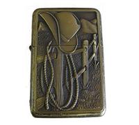 COWBOY DESIGN PETROL LIGHTER IN GIFT TIN (Antique Brass)