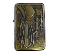 COWBOY DESIGN PETROL LIGHTER IN GIFT TIN (Brushed Chrome)