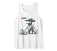 Cowboy Dinosaur UFO Desert Alien Funny Western Dino Tank Top