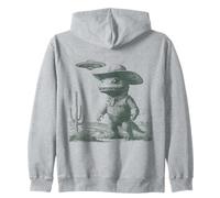 Cowboy Dinosaur UFO Desert Alien Funny Western Dino Zip Hoodie