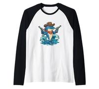 Cowboy Dolphin Western Splash Raglan Baseball Tee