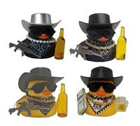Cowboy Ducks, Animal Desktop Decor, Collectible Cute Figurines With 2.36x1.97 Inches Size, Rubber Bath Toys, Waterproof Design For Baby Shower Bookshelf Bedside Desk Dining Table Bathtub Pool Party