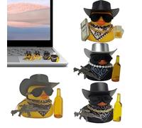 Cowboy Ducks Decor, Animal Desktop Collectibles, 2.36x1.97in Cute Cowboy Set, Decorative Animals Figurines, Duck Collectible for Baby Shower, Bookshelf, Bedside, Desk, Dining Table