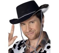 Cowboy Fancy Dress Hat Black Plastic Flocked Outer Cowgirl by Smiffys