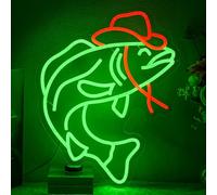 Cowboy Fish Neon Sign Fishing Neon Light Ocean Neon Light Sign Salmon Neon Light Sign Fisherman Led Sign for Fish Shop Man Cave Bedroom Restaurant Office Kitchen Decoration