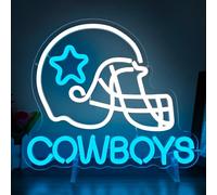 Cowboy Football Neon Sign for Wall Decor Dimmable sports Team Helmet Led Signs Cowboys Neon Light Signs for Man Cave Light Up Signs for Bedroom Boys Home Bar Club Party Gifts