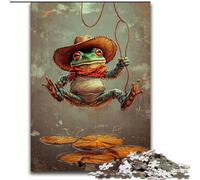Cowboy Frog 1000 Piece Jigsaw Puzzles for Teenagers Gifts, for And 14 Years And over Brainteaser Family Games Christmas Birthday Gifts (26x38cm)