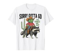 Cowboy-Frog Riding Raccoon - Gotta Go, The Vibes are Off T-Shirt