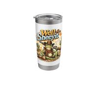 Cowboy Frog Western Toad Sitting On Log Grumpy Sheriff Stainless Steel Insulated Tumbler