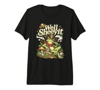 Cowboy Frog Western Toad Sitting On Log Illustration Premium T-Shirt