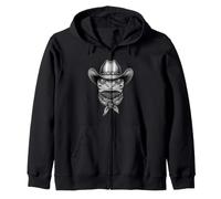 Cowboy Gecko Portrait Vintage Western Reptile Wild West Zip Hoodie