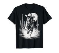 Cowboy German Shepherd with Full Moon Desert Western Dog T-Shirt