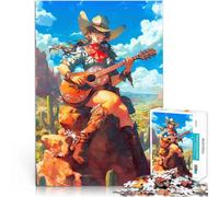 Cowboy Girl Plays GuitarJigsaw Puzzles for Adults 1000 Piece Toy Intellectual Game Fun at Home Activities, Birthday Present,Travel Gifts, 38x26cm