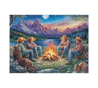 Cowboy Group Campfire Forest Adventure Wild Nature 500 Piece Jigsaw Puzzle for Adults Fun Challenging And Relaxing for Family Or Hobby Lovers 500 PCS（52×38cm）